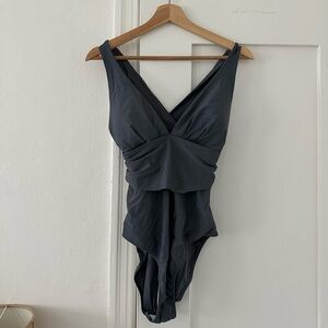 Elegant Gray One-Piece Swimsuit